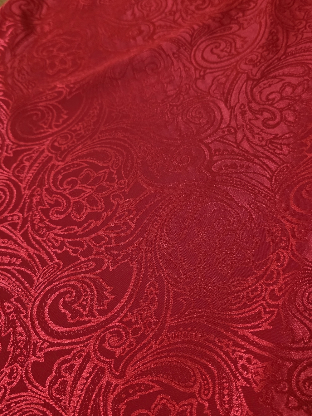 Vintage 90s Val Mode Lingerie Red Paisley Satin Long Slip - Picture 4 of 9